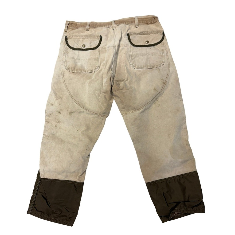 Carhartt Vintage Mens Two Tone Canvas Work Pants Tan Brown Reinforced 42x26 - Picture 2 of 3